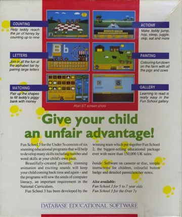 Fun School 3 - For the Under-5s box cover back